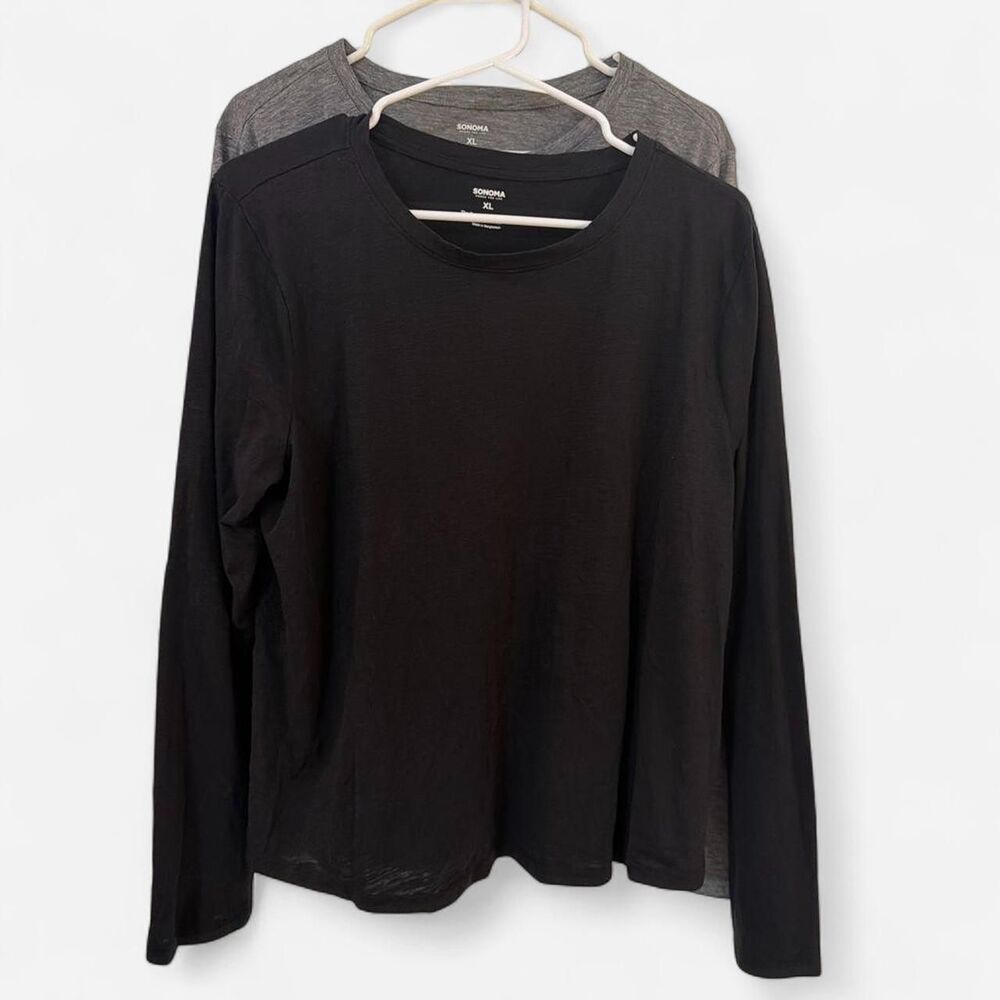 Sonoma-goods-for-life Women's- 2 long sleeve Shirts -Size XL-Grey and Black